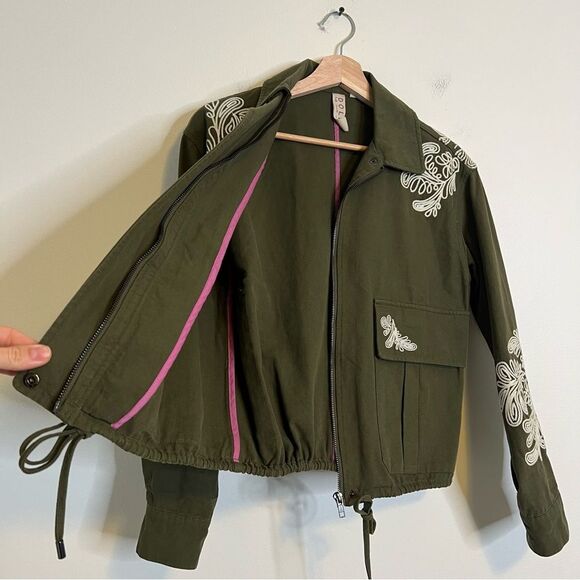 Anthropologie Dolan Embroidered Utility Jacket Olive Green Sz XS Military Boho - Picture 9 of 12